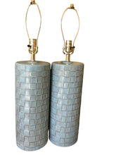 Load image into Gallery viewer, vintage french blue lamps pair.