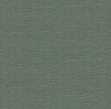 Load image into Gallery viewer, Enjoy rich green hues enhanced by the subtle depth of this faux linen wallpaper. The variegated greens are overlaid with r...