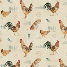Load image into Gallery viewer, wallpaper, wallpapers, birds, roosters, chickens, feathers, trees, fence, hen house