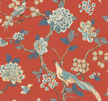 Load image into Gallery viewer, teal gold lime pastel sage cream birds branches leaf leaves flowers floral butterfly butterflies
