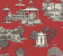 Load image into Gallery viewer, marigold navy gray turquoise indigo Greek key meander maze pagoda cranes bamboo toile de jouy