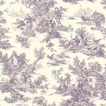 Load image into Gallery viewer, toile de jouy scenic Victorian vintage historical mink cream indigo teal grape