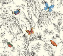 Load image into Gallery viewer, tropical palm leaf leaves butterfly butterflies botanicals aqua cobalt indigo