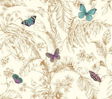 Load image into Gallery viewer, tropical palm leaf leaves butterfly butterflies botanicals aqua cobalt indigo