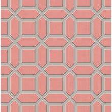 Load image into Gallery viewer, CA81301. Coral linen bg. W/taupe trellis
