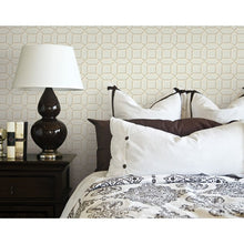 Load image into Gallery viewer, CA81301. Coral linen bg. W/taupe trellis
