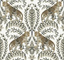 Load image into Gallery viewer, metallic, gold, silver, glint, scenic, chinoiserie, gold leaf, leopards, birds, acanthus, damask, leaf, leaves, classic, s...
