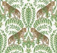 Load image into Gallery viewer, metallic, gold, silver, glint, scenic, chinoiserie, gold leaf, leopards, birds, acanthus, damask, leaf, leaves, classic, s...