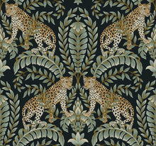 Load image into Gallery viewer, metallic, gold, silver, glint, scenic, chinoiserie, gold leaf, leopards, birds, acanthus, damask, leaf, leaves, classic, s...