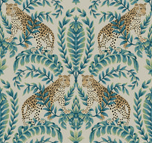 Load image into Gallery viewer, metallic, gold, silver, glint, scenic, chinoiserie, gold leaf, leopards, birds, acanthus, damask, leaf, leaves, classic, s...