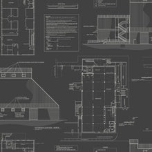 Load image into Gallery viewer, removable wallpaper grey federal blueprint floorplan Magnolia Market