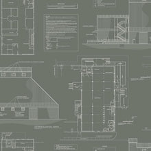 Load image into Gallery viewer, removable wallpaper grey federal blueprint floorplan Magnolia Market
