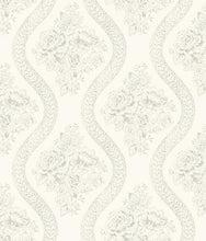 Load image into Gallery viewer, removable wallpaper cupola rainy days Sunday stroll mustard bright days navy taupe grey cream aqua seafoam tattersall lace...