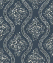 Load image into Gallery viewer, removable wallpaper cupola rainy days Sunday stroll mustard bright days navy taupe grey cream aqua seafoam tattersall lace...