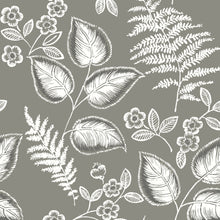 Load image into Gallery viewer, Grey Foliage Peel & Stick Wallpaper