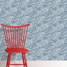 Load image into Gallery viewer, Navy Saybrook Peel & Stick Wallpaper