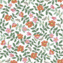 Load image into Gallery viewer, The Primrose print features fluttering butterflies and colorful blooms surrounded by delicate vines and leaves for a charm...