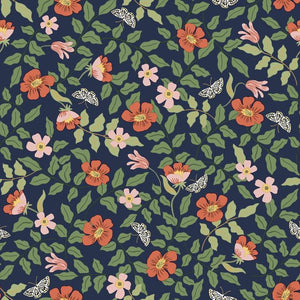 The Primrose print features fluttering butterflies and colorful blooms surrounded by delicate vines and leaves for a charm...