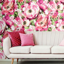 Load image into Gallery viewer, WATERCOLOR FLORAL PEEL & STICK WALLPAPER MURAL