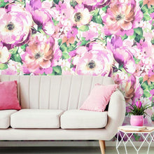 Load image into Gallery viewer, WATERCOLOR FLORAL PEEL & STICK WALLPAPER MURAL