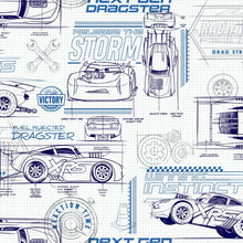 Load image into Gallery viewer, DISNEY AND PIXAR CARS SCHEMATIC PEEL & STICK WALLPAPER PEEL & STICK WALLPAPER