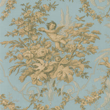 Load image into Gallery viewer, wallpaper, wallpapers, toile, floral, leaves, branches, cherub, scrolls, birds