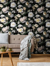 Load image into Gallery viewer, BLACK PHOTOGRAPHIC FLORAL PEEL & STICK WALLPAPER MURAL