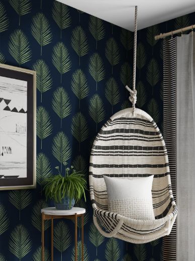 Maui Palm - Midnight Blue & White