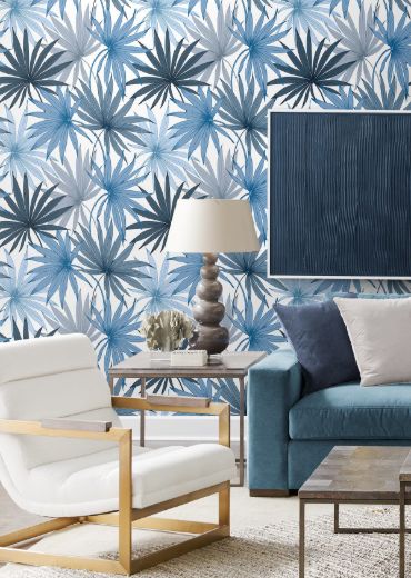 Tropic Palm Toss - Harbor Grey & Khaki