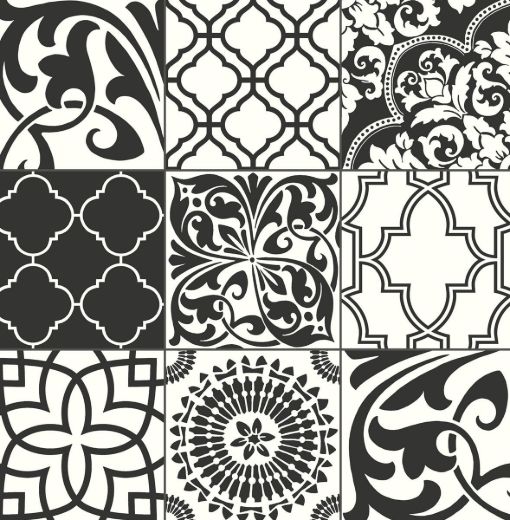Black and White Graphic Tile - Black & White