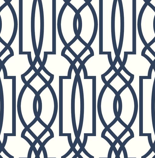 Navy Deco Lattice - Navy & White