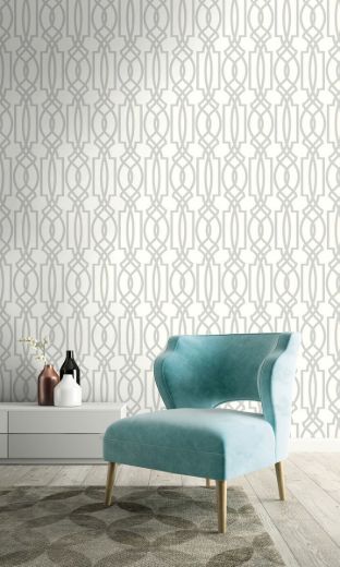 Soft Gray Deco Lattice - Soft Gray & White