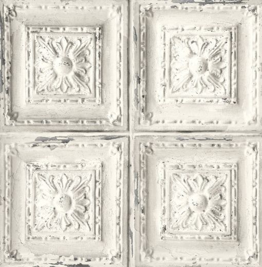Distressed Tin Tile - Linen & Charcoal