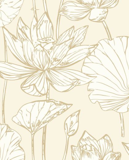 Lotus Floral - Metallic Gold & Cream