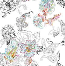 Load image into Gallery viewer, COLORFUL PAISLEY ABSTRACT FLORAL PEEL AND STICK WALLPAPER