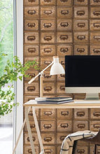 Load image into Gallery viewer, LIBRARY CARD CATALOG PEEL AND STICK WALLPAPER
