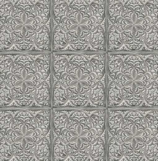 Faux Embossed Tile - Metallic Silver & Charcoal