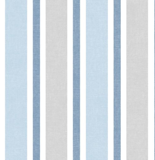 Linen Cut Stripe - Bluebird & Carrara