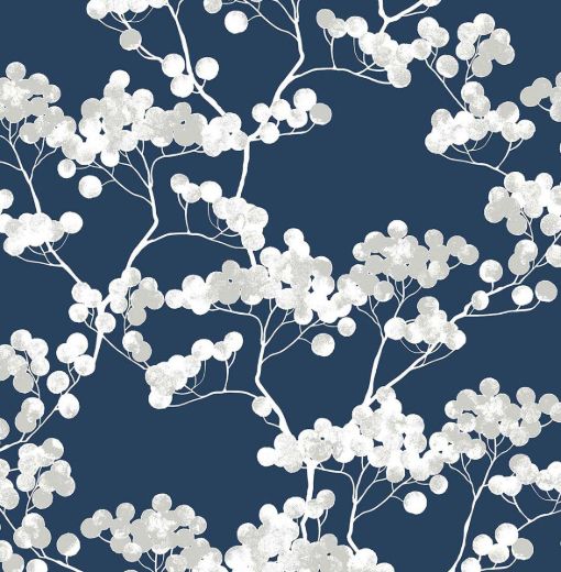 Cyprus Blossom - Navy Blue & Gray