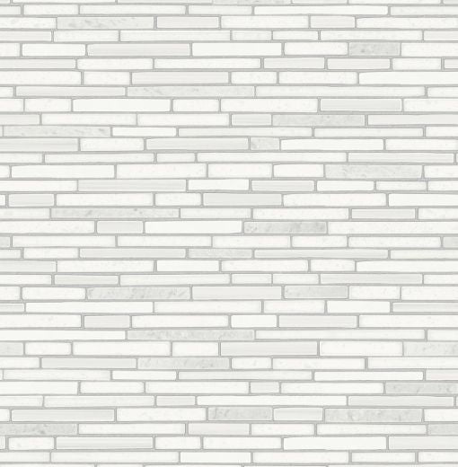 Faux Mosaic Strip Tile - Metallic Pearl & Gray