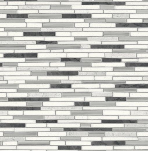 Faux Mosaic Strip Tile - Metallic Pearl & Gray