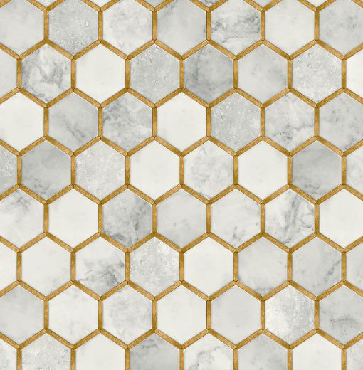 Inlay Hexagon - Alaska Grey & Metallic Gold