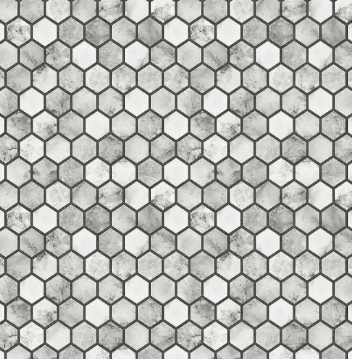 Marble Hexagon - Carrara & Wrought Iron
