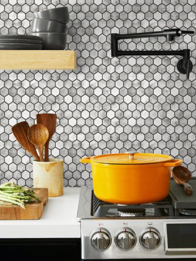 Marble Hexagon - Carrara & Argos Grey