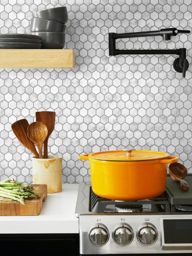 Marble Hexagon - Carrara & Argos Grey