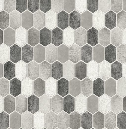 Brushed Hex Tile - Pavestone & Chrome
