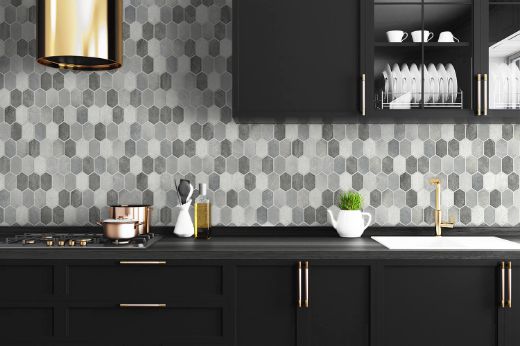Brushed Hex Tile - Icy Grey & Nickel