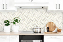 Load image into Gallery viewer, CHEVRON MARBLE TILE PEEL AND STICK WALLPAPER
