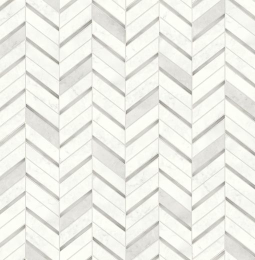 Chevron Marble Tile - Metallic Gold & Pearl Gray