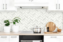 Load image into Gallery viewer, CHEVRON MARBLE TILE PEEL AND STICK WALLPAPER